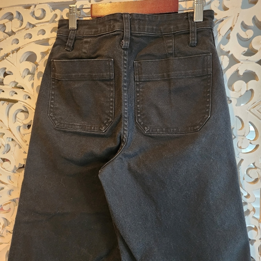 MADEWELL EMMETT WIDE-LEG CROPPED WOMENS JEANS IN BLACK SZ 26 - Picture 4 of 15